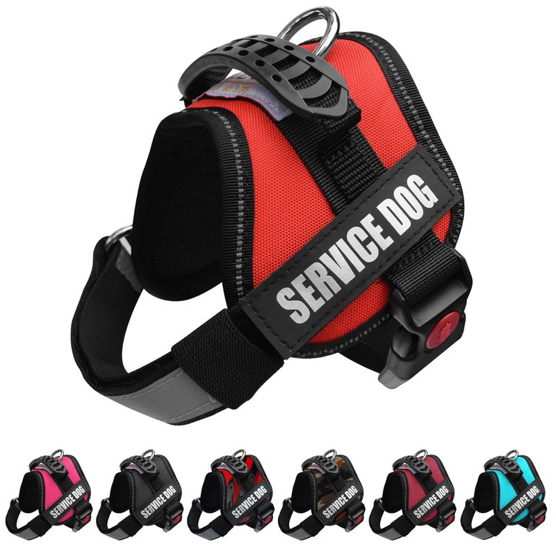ALBCORP Service Dog Vest Harness â€“ Reflective, No-Pull Harness with Handle & Comfy Mesh Padding â€“ Sizes XXS-XL for Puppies, Small & Large Dogs â€“ 2 Removable Service Patches Included (Small, Red) - Image 1